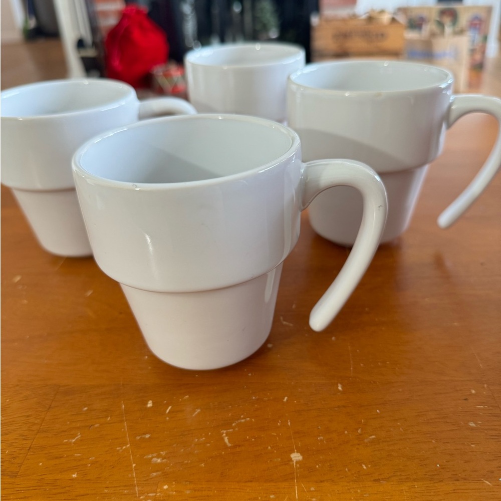 White Stackable Mugs Set